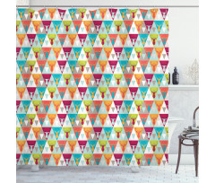 Triangles with Deer Heads Shower Curtain
