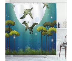 Flying Cartoon Animals Shower Curtain