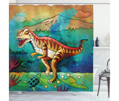 Colorful Velociraptor Shower Curtain