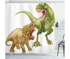 2 Dinosaurs Pattern Shower Curtain