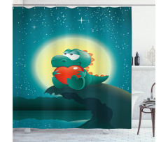 Romantic Dino Shower Curtain