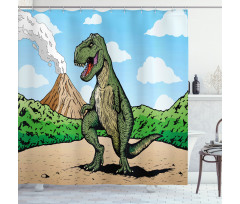 T-Rex Active Volcano Shower Curtain