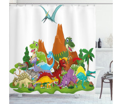 Funny Creatures Trees Shower Curtain
