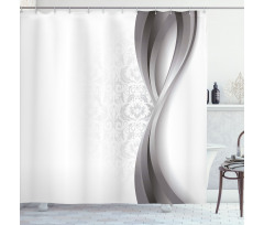 Wavy Stripes and Flowers Shower Curtain