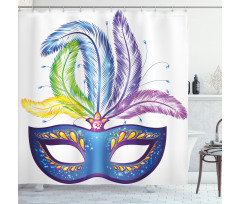 Blue Venetian Mask Shower Curtain