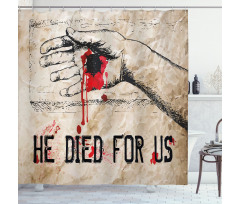 Bloody Hand Nailed Sketch Shower Curtain