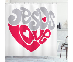 Retro Love Heart Shower Curtain