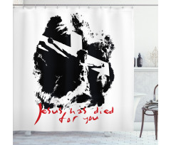 Grunge Black and White Shower Curtain