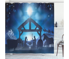 Birth Night Christmas Star Shower Curtain