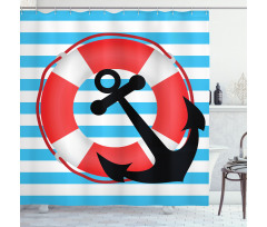 Lifebuoy Anchor Design Shower Curtain