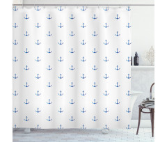 Vivid Blue Anchor Shower Curtain