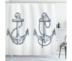 Vintage Sketch of Anchor Shower Curtain