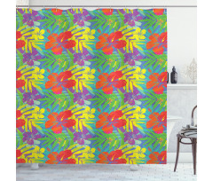 Abstract Vibrant Hibiscus Shower Curtain