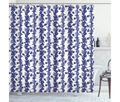 Blue and White Hibiscus Shower Curtain