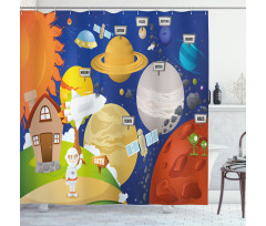 Cartoon Outer Space Shower Curtain