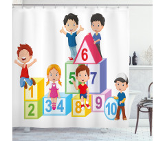 Boys Girls Numbers Shower Curtain