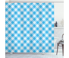 Blue and White Plaid Shower Curtain
