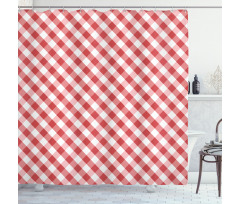 Retro Red Squares Shower Curtain