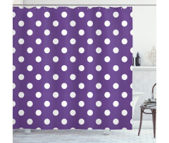 White Polka Dots Retro Shower Curtain