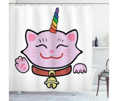 Pink Maneki Neko Shower Curtain