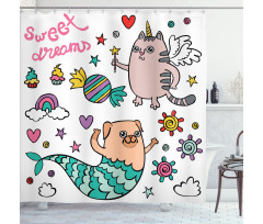 Pug Mermaid Wish Shower Curtain