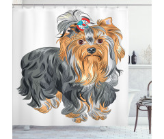 Terrier with Bow Shower Curtain