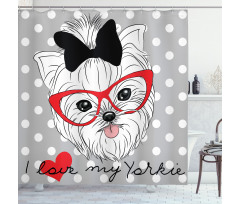 Nerd Glasses Love Heart Shower Curtain