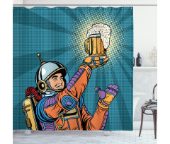 Astronaut Holds Beer Shower Curtain