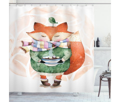 Fox Coffee Bird Shower Curtain