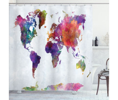 Colorful World Map Shower Curtain