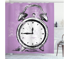 Retro Alarm Clock Grunge Shower Curtain