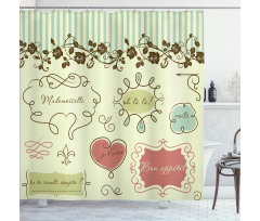 Vintage France Doodle Shower Curtain