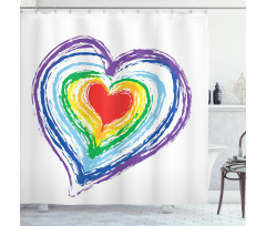 Nested Rainbow Heart Shower Curtain