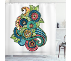 Floral Zentangle Shower Curtain