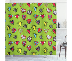 Hand Drawn Hearts Sketch Shower Curtain