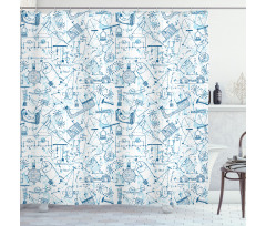 Physics Themed Drawing Shower Curtain