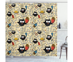 Hungry Owls Eating Shower Curtain