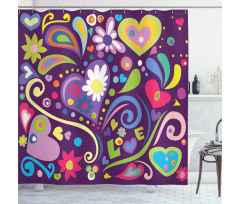 Sixties Inspired Love Shower Curtain