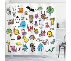 Cartoon Nursery Animals Shower Curtain