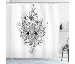 Hand Drawn Cat Image Shower Curtain