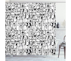 Dogs and Cat Composition Shower Curtain