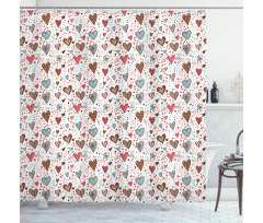 Various Shaped Hearts Shower Curtain