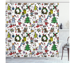 Christmas Cartoon Shower Curtain