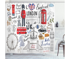 London Double Decker Bus Shower Curtain