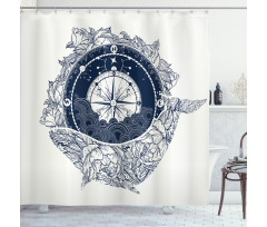 Antique Sea Compass Shower Curtain