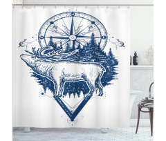 Deer Compass Ethnic Shower Curtain