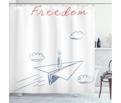 Paper Plane Sketch Shower Curtain