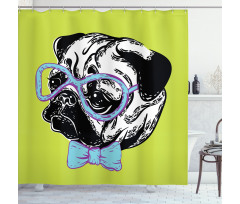 Pug with a Bow Tie Shower Curtain