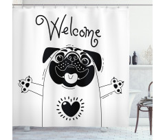 Black and White Dog Shower Curtain