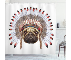 Native Style Bonnet Dog Shower Curtain